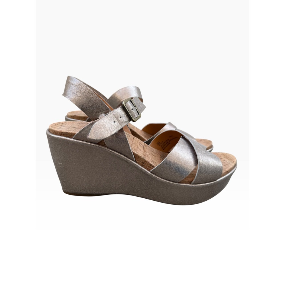 Kork-Ease Ava 2.0 Platform Wedge Sandal Womens 9 Champagne Gold Metallic Leather - Picture 3 of 12